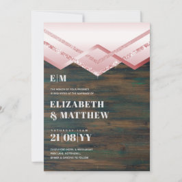 Glam Rosegold DECO Wedding Invite Modern Chic