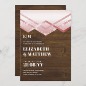 Glam Rosegold DECO Wedding Invite Modern Chic (Voorkant / Achterkant)