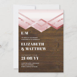 Glam Rosegold DECO Wedding Invite Modern Chic