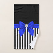 Glam Royal Blue Bow-Pinstripes-Black Bad Handdoek (Handdoek)