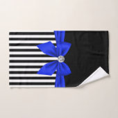 Glam Royal Blue Bow-Pinstripes-Black Bad Handdoek (Handdoek)
