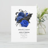  Glam Royal Blue Floral Gothic Bachelorette Kaart (Staand voorkant)