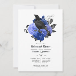 Glam Royal Blue Raven Gothic Rehearsal Dinner Kaart
