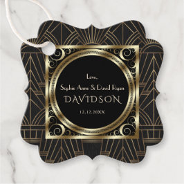 Glam Royal Gold Black Art Deco 20s Wedding Bedankjes Labels