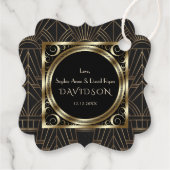Glam Royal Gold Black Art Deco 20s Wedding Bedankjes Labels (Achterkant)