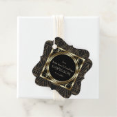 Glam Royal Gold Black Art Deco 20s Wedding Bedankjes Labels (In situ)