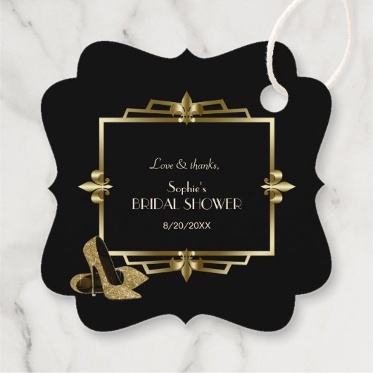 Glam Royal Gold Black Art Deco 20s Wedding Bedankjes Labels (Achterkant)