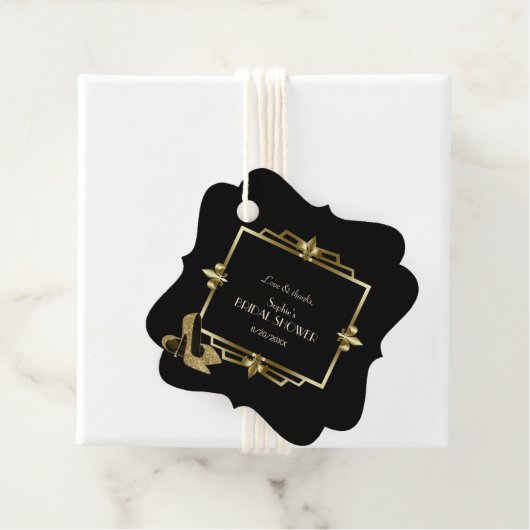Glam Royal Gold Black Art Deco 20s Wedding Bedankjes Labels (In situ)