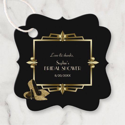 Glam Royal Gold Black Art Deco 20s Wedding Bedankjes Labels (Voorkant)