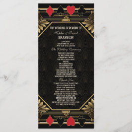 Glam Royal Gold Black Casino Poker Bruiloft Programmakaart