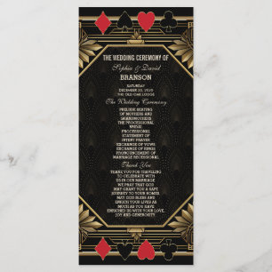 Glam Royal Gold Black Casino Poker Bruiloft Programmakaart