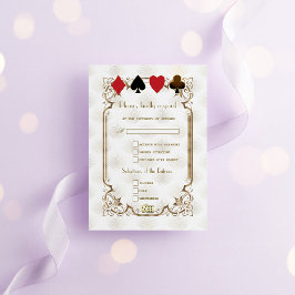 Glam Royal Goud Witte Art Deco 1920 Huwelijk RSVP Kaartje