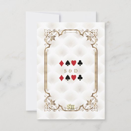 Glam Royal Goud Witte Art Deco 1920 Huwelijk RSVP Kaartje (Achterkant)