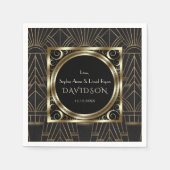 Glam Royal Goud Zwart Art Deco 20s Trouwen Servet (Voorkant)