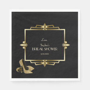 Glam Royal Goud Zwart Art Deco Bruiloftsfeest Servet