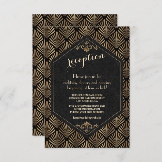 Glam Royal Roaring 20-artikelen over decohuwelijke Informatiekaartje (Voorkant / Achterkant)