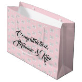 Glam Roze Aangepaste Naam Tiffany Felicitatie Groot Cadeauzakje (Voorkant Gekanteld)