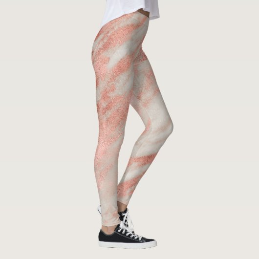 Glam Roze Abstract Marmeren Patroon Leggings (Rechts)