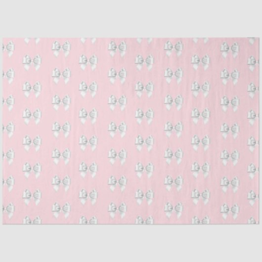 Glam Roze Aqua Blauwe Tiffany Thema Witte Strik Tissuepapier (Voorkant)