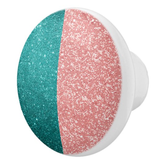 Glam Roze Blauwe Glitters Schittering Keramische Knop (Rechts)