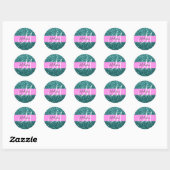 Glam Roze Blauwgroen Groen Glitter Sparkle Name Mo Ronde Sticker (Vel)