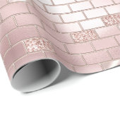 Glam Roze Blush Bakstenen Bruidsfeest Cadeaupapier (Rol Hoek)
