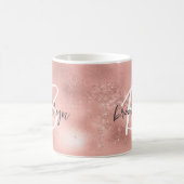 Glam Roze Blush Trendy Script Monogram Koffiemok (Center)