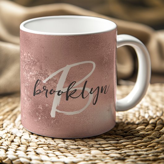 Glam Roze Blush Trendy Script Monogram Koffiemok