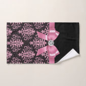 Glam Roze Bow-Roze kant-zwart Bad Handdoek (Handdoek)