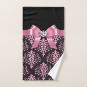 Glam Roze Bow-Roze kant-zwart Bad Handdoek (Handdoek)