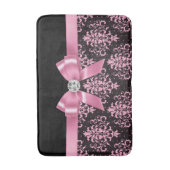 Glam Roze Bow-Roze kant-zwart Badmat (Voorkant Verticaal)