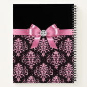 Glam Roze Bow-Roze kant-zwart Notitieboek (Achterkant)