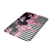 Glam roze bow-roze Stencil-zwart witte instripes Badmat (Gekanteld)