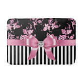 Glam roze bow-roze Stencil-zwart witte instripes Badmat (Voorkant)