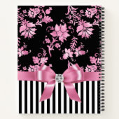 Glam roze bow-roze Stencil-zwart witte instripes Notitieboek (Achterkant)