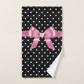 Glam Roze Bow-White Polka Dots-Black Bath Towel Se Bad Handdoek (Handdoek)
