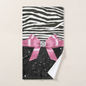 Glam Roze Bow-Zebra Afdrukken - Zwarte pekeltjes Bad Handdoek (Handdoek)