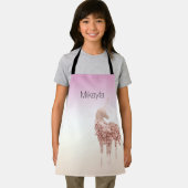 Glam Roze Confetti Glitter Eenhoorn Gepersonalisee Schort (Insitu)