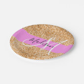 Glam Roze & Copper Glitter Sparkles Monogram Papieren Bordje (Gekanteld)
