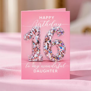 Glam Roze Diamant Glans Sweet 16 Verjaardag Kaart
