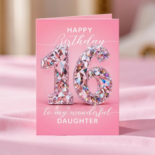 Glam Roze Diamant Glans Sweet 16 Verjaardag Kaart