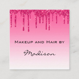 Glam Roze Druipende Glitterdruppels Make-up Arties Vierkante Visitekaartje