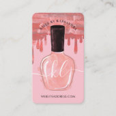 Glam roze druppels nagelachtig potmonogram visitekaartje (Voorkant)