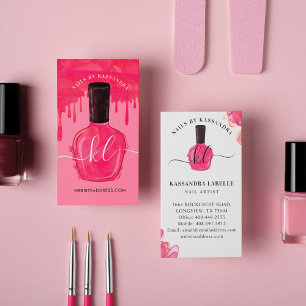 Glam roze druppels nagelachtig potmonogram visitekaartje