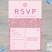 Glam Roze Eenvoudige Moderne Bat Mitzvah RSVP Briefkaart