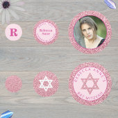 Glam Roze Elegant Meisje Foto Bat Mitswa Party Confetti