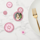 Glam Roze Elegant Meisje Foto Bat Mitswa Party Confetti (Groep)