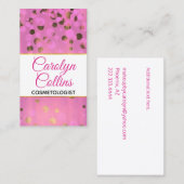 Glam Roze en Gold Confetti Visitekaartje (Voorkant / Achterkant)