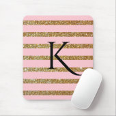 Glam Roze en Gold Striped Monogramed Muismat (Met muis)