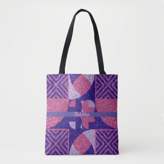 Glam Roze en Paarse geometrische Canvas tas (Voorkant)
